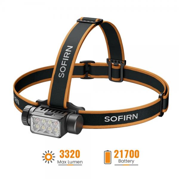 Sofirn HS23 – мощен LED челник с 3320 лумена, прожектор, flood и червена светлина